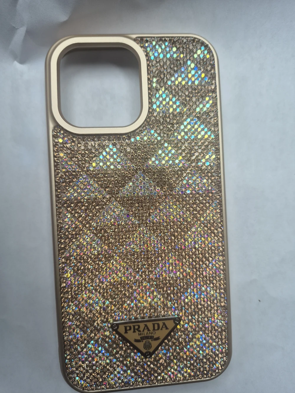 16 Pro Max Pr Designer Iphone Rose Gold Glitter Diamond-Pattern Case